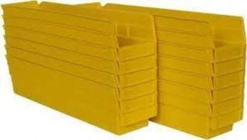 DESCRIPTION: (1) CASE OF APROX (10) HIGH HOPPER SHELF BIN BRAND/MODEL: AKRO-MILS #89827174 INFORMATION: YELLOW RETAIL$: $84.13 TOTAL SIZE: 4-1/8X17-7/