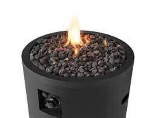 DESCRIPTION: (1) ROUND PILLAR PORPANE GAS OUTDOOR FIRE PIT BRAND/MODEL: MAINSTAYS RETAIL$: $150.00 EA SIZE: 23 " QTY: 1