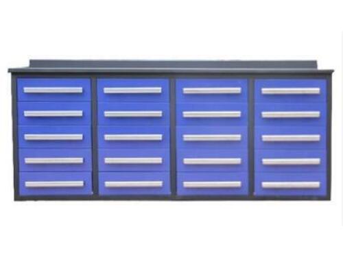 STEELMAN 7' STORAGE CABINETS WITH WORKBENCH- 20 DRAWERS (BLUE)
