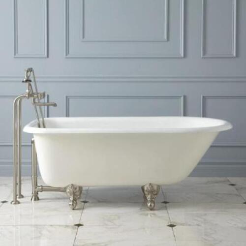 57" CELINE CAST IRON CLAWFOOT TUB - ROLLED RIM