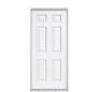 36 IN. X 80 IN. 6-PANEL LEFT HAND INSWING PRIMED WHITE STEEL PREHUNG FRONT EXTERIOR DOOR WITH VINYL FRAME