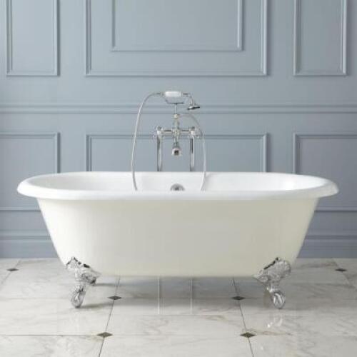 67" RALSTON CAST IRON CLAWFOOT TUB - ROLLED RIM