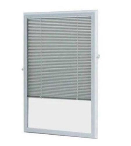 WHITE CORDLESS ADD ON ENCLOSED BLIND WITH 1/2 IN. WIDE ALUMINUM BLINDS FOR 20 IN. WIDTH X 36 IN. LENGTH DOOR WINDOW