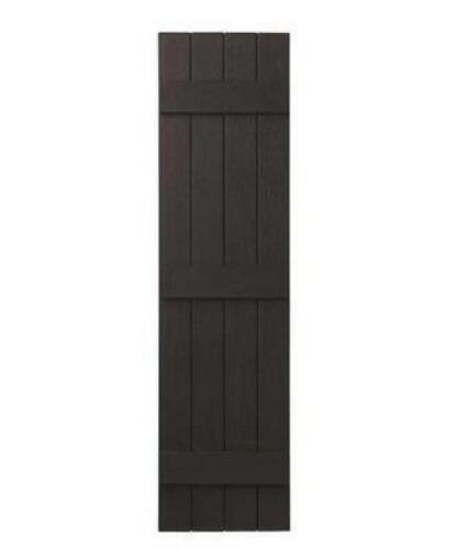 15 IN. X 55 IN. POLYPROPYLENE 4-BOARD CLOSED BOARD AND BATTEN SHUTTERS PAIR IN BROWN