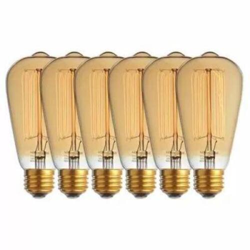 NEWHOUSE LIGHTING 60W ST64 VINTAGE INCANDESCENT EDISON LIGHT BULB, 6-PACK