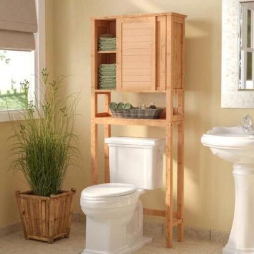 LAPLANT 27.6'' W X 66.8'' H X 10'' D SOLID WOOD OVER-THE-TOILET STORAGE