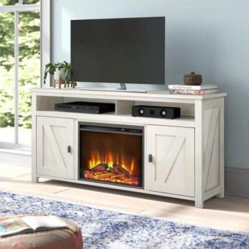 IVORY PINE WHITTIER TV STAND FOR TVS UP TO 60" WITH FIREPLACE INCLUDED