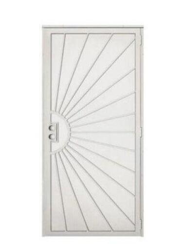 36 IN. X 80 IN. SOLANA NAVAJO WHITE SURFACE MOUNT OUTSWING STEEL SECURITY DOOR WITH PERFORATED METAL SCREEN