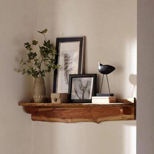 WOODARD ACACIA SOLID WOOD ACCENT SHELF WITH LIVE EDGE