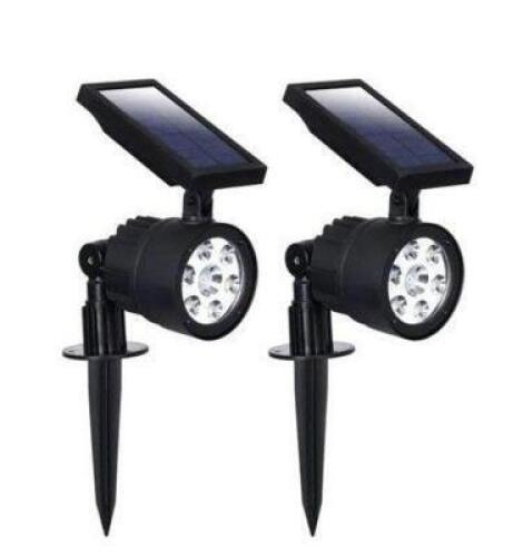 (6) - SOLAR 3.7 VOLT BLACK LED SPOTLIGHT WITH COLOR CHANGING LIGHTS