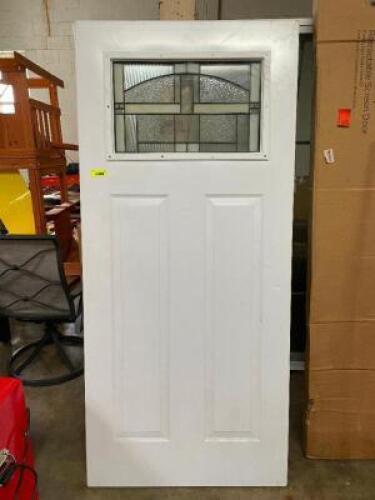 36" X 79" EXTERIOR DOOR WITH STAINED GLASS PANEL