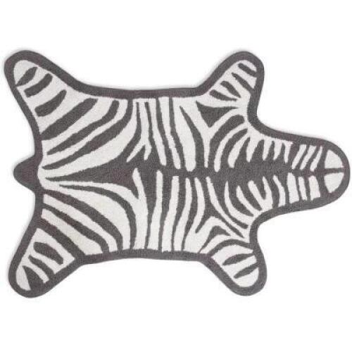 GRAY ZEBRA 100 PERCENT COTTON BATH RUG