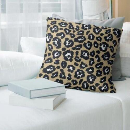 NEW ORLEANS FOOTBALL LEOPARD PRINT ACCENT PILLOW-SPUN POLYESTER