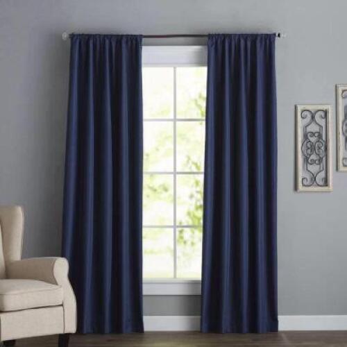 (3) - ANTONIONI SOLID BLACKOUT THERMAL ROD POCKET SINGLE CURTAIN PANELS