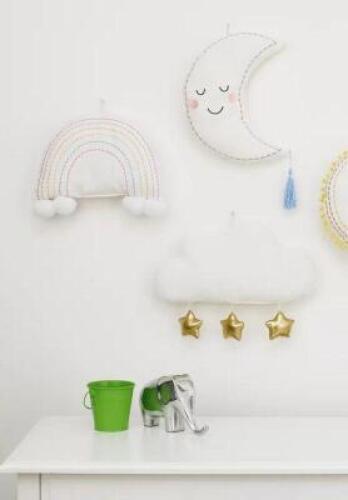 (3) - PC. SOFT SCULPTURES RAINBOW / CLOUD / MOON 3D WALL DECOR SET