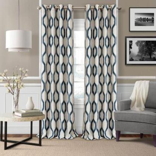 (2) - RENZO IKAT GEOMETRIC ROOM-DARKENING WINDOW CURTAINS