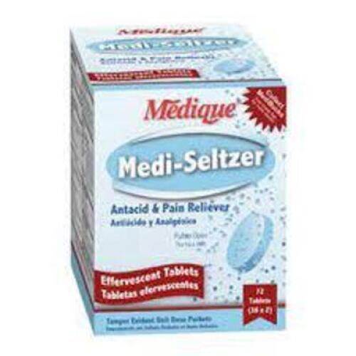 DESCRIPTION: (2) BOXES OF (72) TABLETS OF EFFERVESCENT ANTACID PAIN RELIEVER BRAND/MODEL: MEDI-SELTZER RETAIL$: $16.19 EA SIZE: 36X2 QTY: 2