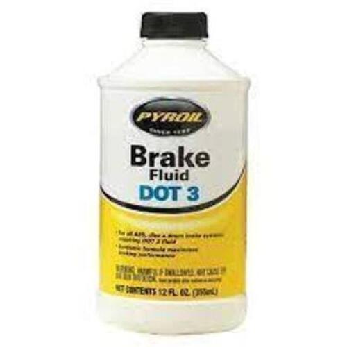 DESCRIPTION: (3) BRAKE FLUID BRAND/MODEL: PYROIL RETAIL$: $10.00 EA SIZE: 32 FL OZ QTY: 3