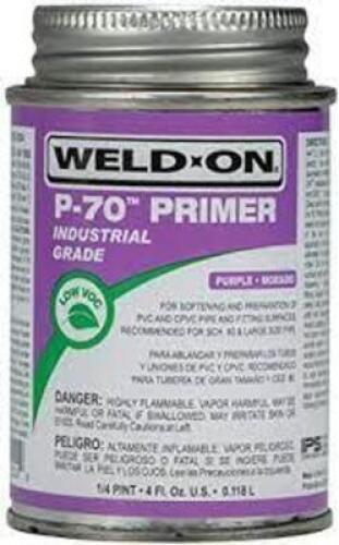 DESCRIPTION: (4) INDUSTRIAL GRADE PURPLE PVC PRIMER BRAND/MODEL: WELD ON P-70 RETAIL$: $$20.00 EA SIZE: 1 PT QTY: 4