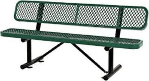 DESCRIPTION: (1) OUTDOOR EXPANDED METAL MESH BENCH WITH BACKREST BRAND/MODEL: GLOBAL INDUSTRIAL INFORMATION: GREEN THERMOPLASTIC COATED RETAIL$: 705.7