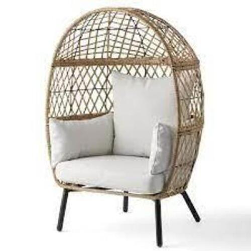 DESCRIPTION: (1) DIDS VENTURA OUTDOOR WICKER STATIONARY EGG CHAIR BRAND/MODEL: BETTER HOMES AND GARDENS #BHF036225828001 INFORMATION: WHITE RETAIL$: $