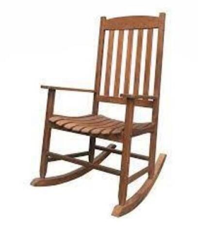 DESCRIPTION: (1) PORCH ROCKING CHAIR BRAND/MODEL: MAINSTAYS INFORMATION: NATURAL WOOD RETAIL$: $124.00 EA QTY: 1