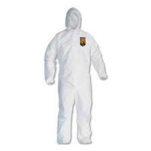DESCRIPTION: (1) PACK OF (24) DISPOSABLE COVERALLS BRAND/MODEL: COLOGUARD/107-KG INFORMATION: WHITE/WITH ELASTIC WRIST & ANKLE RETAIL$: 44.00 PER PK O