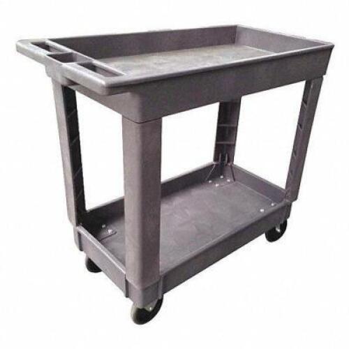 DESCRIPTION: (1) UTILITY CART WITH DEEP LIPPED PLASTIC SHELVES BRAND/MODEL: GRAINGER #5UTH9 RETAIL$: $183.57 EA SIZE: 500 LB CAP QTY: 1
