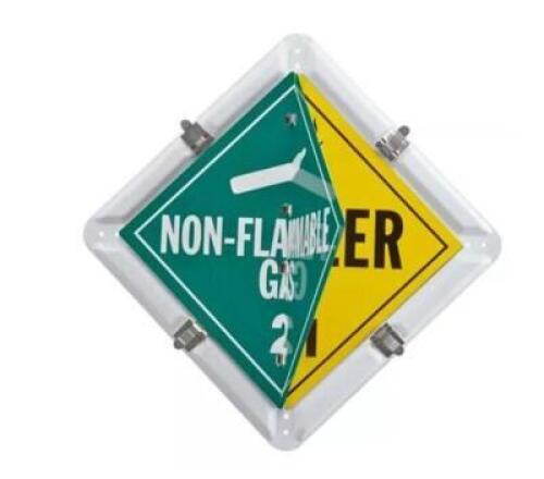 DESCRIPTION: (2) FLIP FILE DOT PLACARD BRAND/MODEL: ULINE RETAIL$: $50.00 EA SIZE: 13 3/4 X 13 3/4 QTY: 2