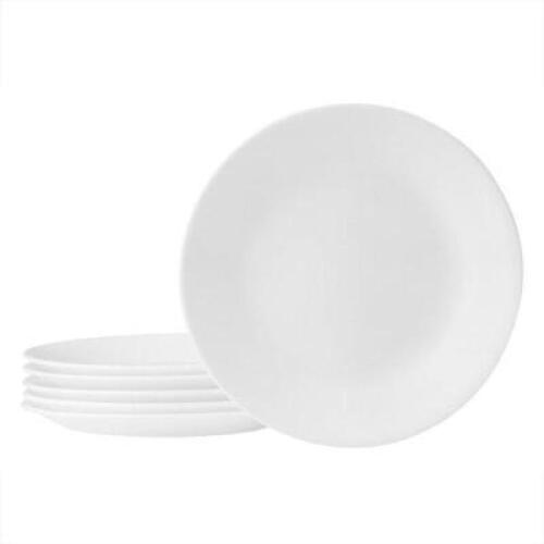 DESCRIPTION: (1) SET OF (6) BREAD AND BUTTER PLATES BRAND/MODEL: CORELLE INFORMATION: WHITE RETAIL$: $20.00 EA SIZE: 6 AND 3/4 QTY: 1