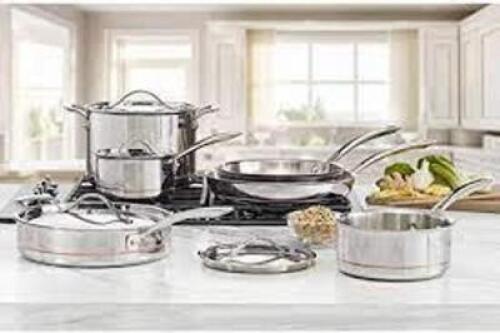 DESCRIPTION: (1) SET OF (10) STAINLESS COOK SET BRAND/MODEL: KIRKLAND #119338 RETAIL$: $300.00 EA QTY: 1