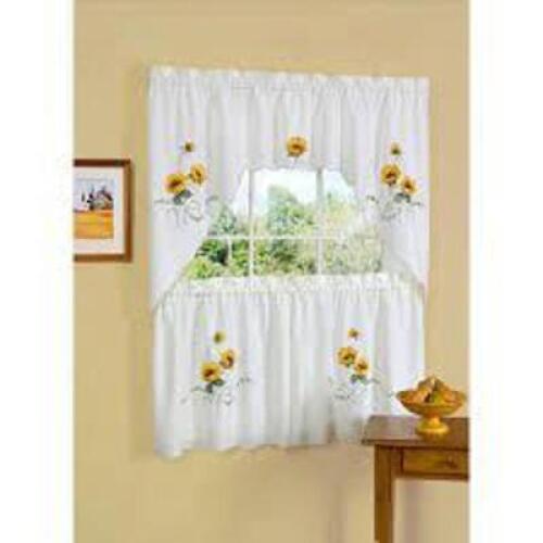 DESCRIPTION: (2) WINDOW CURTAIN SET BRAND/MODEL: SUNSHINE EMBELLISHED INFORMATION: SWAG RETAIL$: $20.00 EA SIZE: 58X36 QTY: 2