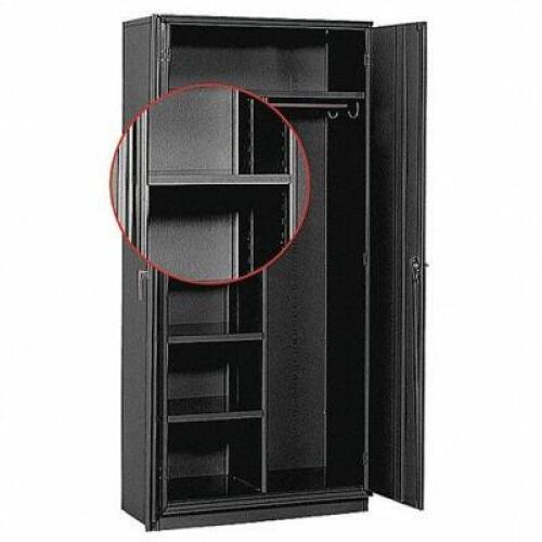 DESCRIPTION: (1) EXTRA HALF SHELF BRAND/MODEL: EQUIPTO #653A48 INFORMATION: BLACK RETAIL$: $50.00 EA SIZE: 24" THIS IS JUST THE CIRCLED PART OF THE PI