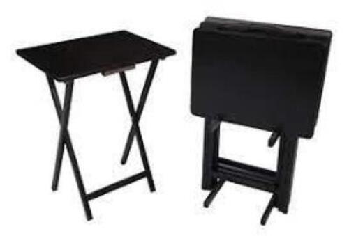 DESCRIPTION: (5) FOLDING TRAY TABLE BRAND/MODEL: MAINSTAYS #MS19-D1-0001-01 INFORMATION: BLACK RETAIL$: $60.00 TOTAL SIZE: 20X15 QTY: 5