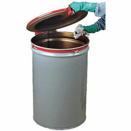 DESCRIPTION: (2) STEEL DRUM COVER SELF CLOSING LID BRAND/MODEL: GRAINGER #3TCT9 RETAIL$: $638.60 EA SIZE: 23 IN OUTSIDE DIA QTY: 2