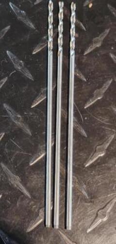 DESCRIPTION: (3)COBALT AIRCRAFT EXTENTION DRILL BRAND/MODEL: PRECISION TWIST DRILL 78561834 RETAIL$: $ 8.21 EA SIZE: 1/8" DIA QTY: 3