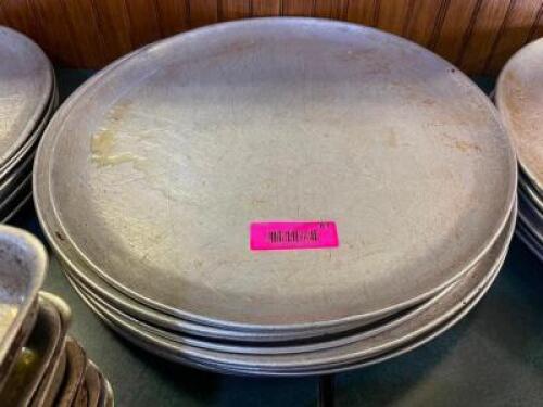 DESCRIPTION: (12) 16" PIZZA PANS SIZE 16" LOCATION: SEATING THIS LOT IS: SOLD BY THE PIECE QTY: 12
