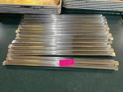 DESCRIPTION: (14) 18" STAINLESS DIVIDERS SIZE 18" LOCATION: SEATING THIS LOT IS: ONE MONEY QTY: 1
