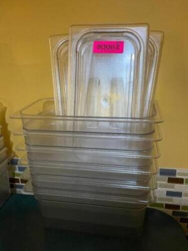 DESCRIPTION: (6) 1/3 SIZE PLASTIC INSERTS W/ LIDS ADDITIONAL INFORMATION 6" DEEP LOCATION: SEATING THIS LOT IS: SOLD BY THE PIECE QTY: 6