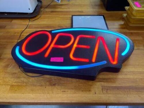 DESCRIPTION: LED " OPEN" SIGN W/ POWER CORD. LOCATION: KITCHEN QTY: 1