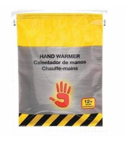 DESCRIPTION: (1) PACK OF (50) HAND WARMER BRAND/MODEL: CONDOR/32HD77 INFORMATION: AVERAGE TEMP: 109F/UP TO 8HR OF USE RETAIL$: 61.40 PER PK OF 50 SIZE