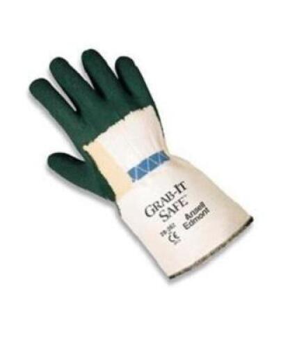 DESCRIPTION: (2) PACKS OF (12) GRAB-IT GLOVES BRAND/MODEL: ANSELL/28-362 INFORMATION: GREEN & NATURAL/LATEX PALM RETAIL$: 69.69 PER PK OF 12 SIZE: GLO