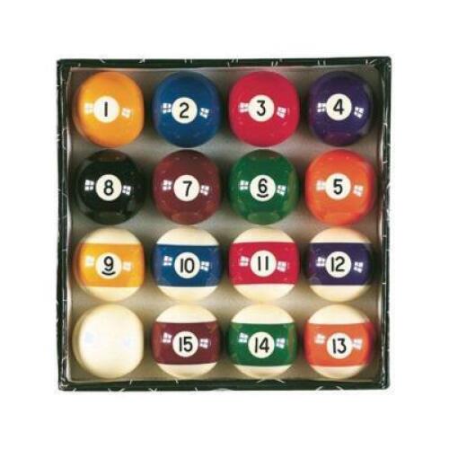 DESCRIPTION: (1) BILLIARD MASTER POOL BALL SET BRAND/MODEL: VIPER/53-0794 INFORMATION: INCLUDES CHALK, 2-STICKS, & BRUSH/TRIANGLE RETAIL$: 69.92 QTY: