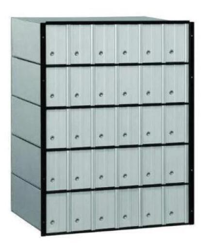 DESCRIPTION: (1) RECESSED MAILBOX BRAND/MODEL: SALSBURY/2230 INFORMATION: SILVER & BLK/30-DOORS RETAIL$: 1,188.98 SIZE: 23-1/2"W X 30"H X 15-1/2"D QTY