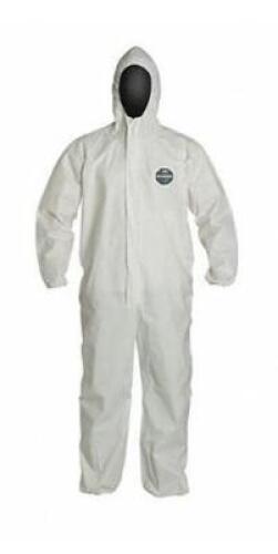 DESCRIPTION: (1) PACK OF (25) DISPOSABLE COVERALLS BRAND/MODEL: DUPONT/NG127SWH5X0025NP INFORMATION: WHITE/HOODED RETAIL$: 209.95 PER PK OF 25 SIZE: 5