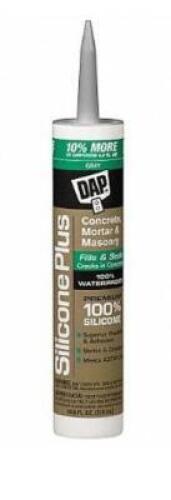 DESCRIPTION: (12) CONCRETE & MASONRY SEALANT BRAND/MODEL: DAP/8675 INFORMATION: SILICONE/GRAY/BEGINS TO HARDEN: 15 MIN RETAIL$: 11.90 EACH SIZE: 10.8