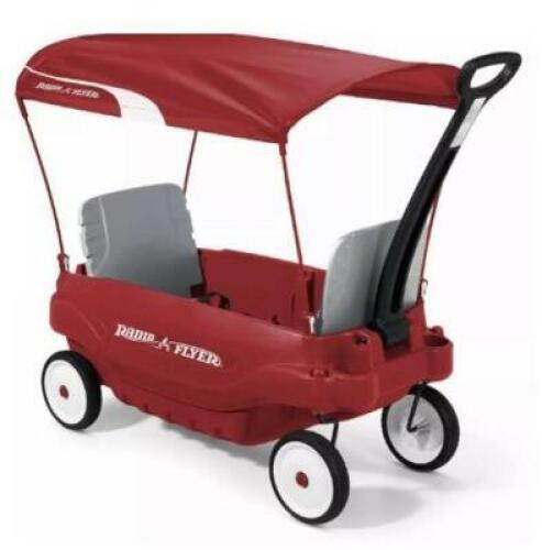DESCRIPTION: (1) DELUXE FAMILY WAGON BRAND/MODEL: RADIO FLYER/3156 INFORMATION: RED/CANOPY RETAIL$: 300.00 SIZE: 41.8" X 14.9" X 19.6" QTY: 1