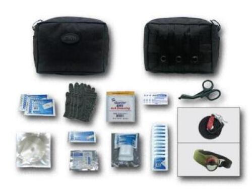 DESCRIPTION: (4) EMERGENCY TACTICAL GUNSHOTS-TRAUMA KITS BRAND/MODEL: EMI/9141 INFORMATION: SEE FOR CONTENTS/BLACK RETAIL$: 87.99 EACH QTY: 4