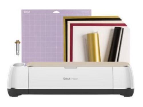 DESCRIPTION: (1) CRICUT MAKER BRAND/MODEL: THE CRICUT MAKER/200934 INFORMATION: WHITE & CHAMPANGE RETAIL$: 369.00 SIZE: 12" X 12" X 12" QTY: 1