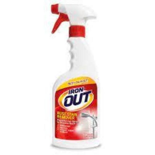 DESCRIPTION: (6) RUST STAIN REMOVER BRAND/MODEL: IRON OUT SPRAY RETAIL$: $8.00 EA SIZE: 24 OZ QTY: 6